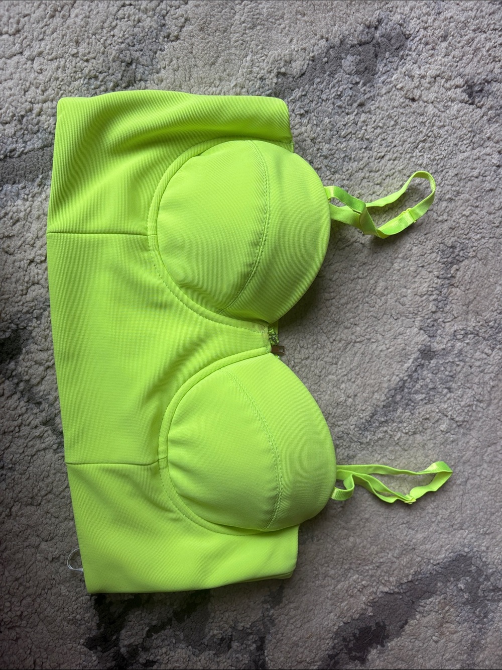 Neon Lime Padded Bandeau Crop Top with Removable Straps